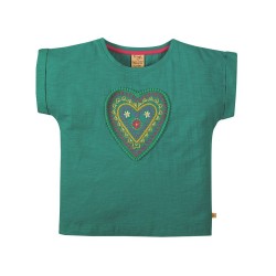Top - HEART - Frugi - Sophia - Heart - Jewel Green - last size 