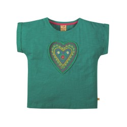 Top - Frugi - Sophia - Heart - Jewel Green