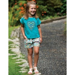 Top - HEART - Frugi - Sophia - Heart - Jewel Green - last size 
