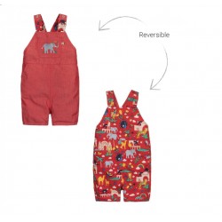 Trousers - Dungarees - Frugi - Reversible - Rury - Summer - True Red India Animals 
