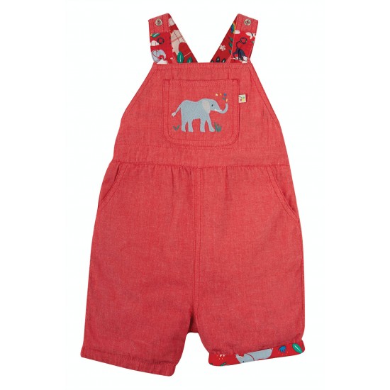 Trousers - Dungarees - Summer - Frugi - Reversible - Rury - Summer - True Red India Animals 