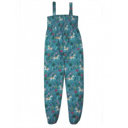 Trousers - Dungarees Playsuit Romper - Frugi - Senna - Teal Indian Horse 
