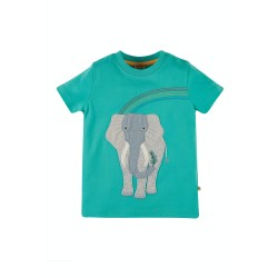 Top - ANIMALS - Frugi - Carsen - Aqua Elephant - last size 18-24m