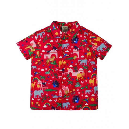 Top - Frugi - Harvey - Hawaiian Shirt - True Red India 