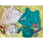 Set - Frugi - Octavia  - 2 pc outfit  set -  Reversible Dress and Pants  - Jewel Green duck -  0-3, 12-18, 18-24m and  2-3, 3-4, sale 