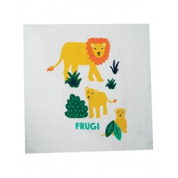 Muslins and Blankets - Muslins - FRUGI - 2pc - Big wild cats and animals - tiger, lion, leopard