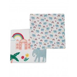 Muslin  and Blankets - Frugi -  Muslin  - 2 Pack - Elephant , Flowers and Rainbow -  sale