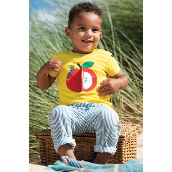 Top - Frugi - APPLE -  short sleeve - Yellow with Peek a boo  - last size