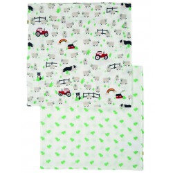 3 Muslins and Blankets - Muslins - FRUGI - 2pc - TRACTOR - sheep and sheep dog  