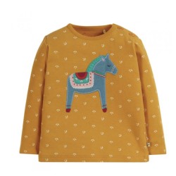 Top - HORSES - Frugi - Button - Yellow Floral -  last size 
