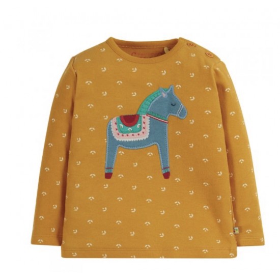 Top - Frugi - Button - HORSE- Yellow Floral Flower Ditsy -  last size 