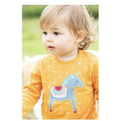 Top - HORSES - Frugi - Button - Yellow Floral -  last size 