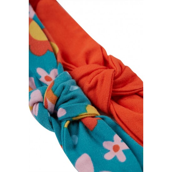 Hair Accessories - Band - Frugi - Astrid - 2 pc - Dahlia Teal Skies Flowers and Tiger Orange 0-5 or 6-12 yr