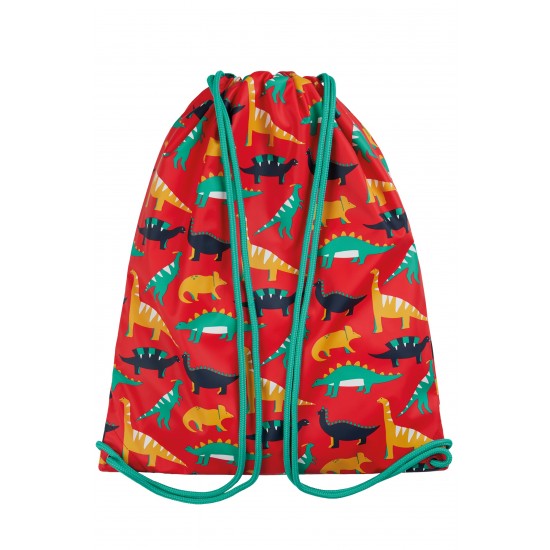 Bag - Drawstring Sport Bag - FRUGI - Good to go  - Red Jurassic Coast Dinosaurs