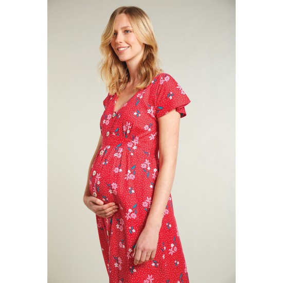 ADULT - Dress - FRUGI - Amalie - Red Flower - ladies UK 10, 12, 14, 16 ,18 - one of each size in sale