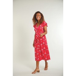 ADULT- Dress - FRUGI - Amalie - Red Flower - ladies UK 10, 12, 14, 16 ,18 - one of each size in sale