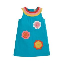 Dress - Frugi - Ariana - Shift Dress - Camper Blue and Daisy Flowers 