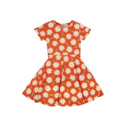 Dress - SKATER - Short sleeves - FRUGI - FLOWERS - DAISY - Orange Flower Bee (matching headbands also available)