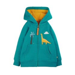 Hoody - Frugi - Hayle - Dinosaur - Zip up - Camper Blue