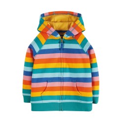 Hoody - RAINBOW - Frugi - STRIPE - Dorothy - Rainbow Pink Blue 