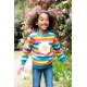 Jumper - Frugi - Sweatshirt - Sammy -  Mid Pink Rainbow Stripe and Daisy Flower