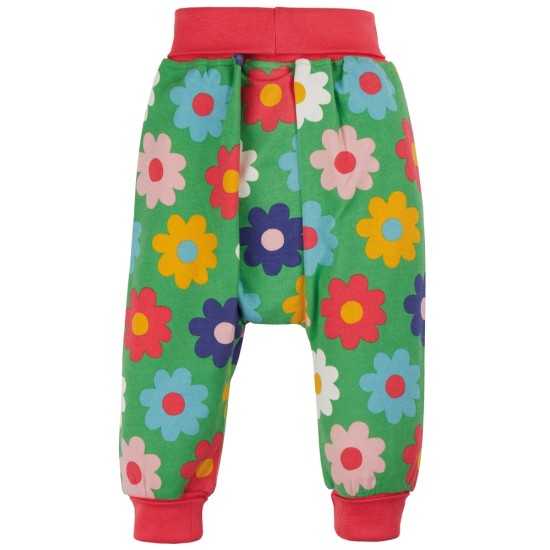 Trousers - Parsnip Pants - FRUGI - FLOWER - Green and Rainbow Daisy flower 