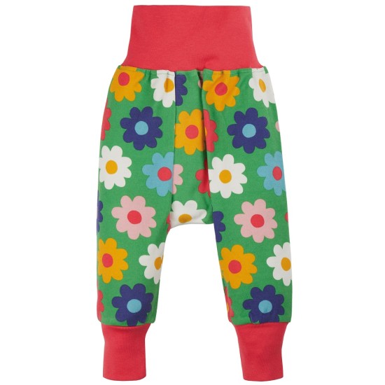 Trousers - Parsnip Pants - FRUGI - FLOWER - Green and Rainbow Daisy flower 