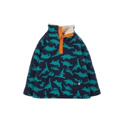 Fleece - DINOSAURS - FRUGI - DINOSAURS - Jurassic Orange and Blue