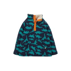 Fleece - FRUGI - DINOSAURS - Jurassic Orange and Blue