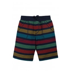 Trousers - Shorts - Frugi - Morvah - Indigo Blue Rainbow Stripe 