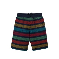 Shorts - Frugi - MORVAH - Stripe - Indigo Blue Rainbow