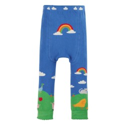 Leggings - FARM - Knitted - Frugi - Cobalt Blue Farm Yard 