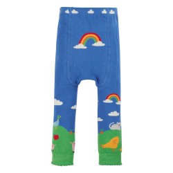 Leggings - Frugi - Knitted Leggings - Cobalt Blue Farm Yard 