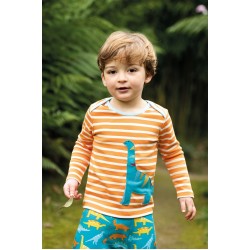 Top - DINOSAURS - Frugi - Bobby - Orange white stripe - Jurassic - last size
