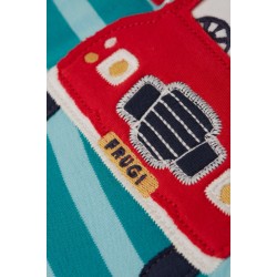 Top - VEHICLES - Frugi - William - 4x4 Land Vehicle - Aqua stripe and red 