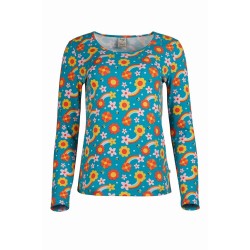 ADULT - TOP - FRUGI - BRYHER - Dahlia - TEAL - ladies UK 8, 12, 14, 16 , 18  (kids matching clothes also available)  