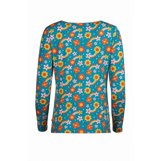 ADULT - TOP - FRUGI - BRYHER - Dahlia - TEAL - ladies UK 8, 12, 14, 16 , 18  (kids matching clothes also available)  