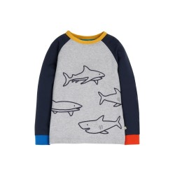 Top - Frugi - James - Sharks - grey 