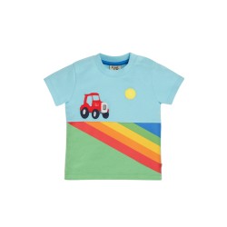 Top - Frugi - Penryn - Gren Panel - Rainbow Farm Tractor 