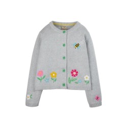 Cardigan - Frugi - Millie - FLOWERS - Grey Bee and Flowers