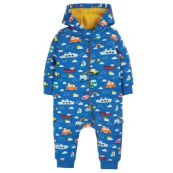 Snuggle Suit - Baby and Toddler - FRUGI - VEHICLES - Camper Blue Land Vehicles Sea 