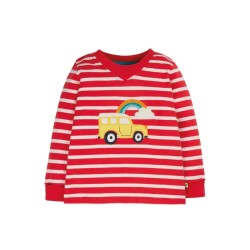 Top - VEHICLES - Frugi - EASY ON - TRUCK - Red Stripe Land Sea