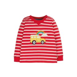 Top - Frugi - EASY ON - TRUCK - Red Stripe Land Sea