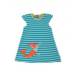 Dress - Frugi - Gianna - Camper Blue Breton Stripe and Mermaid