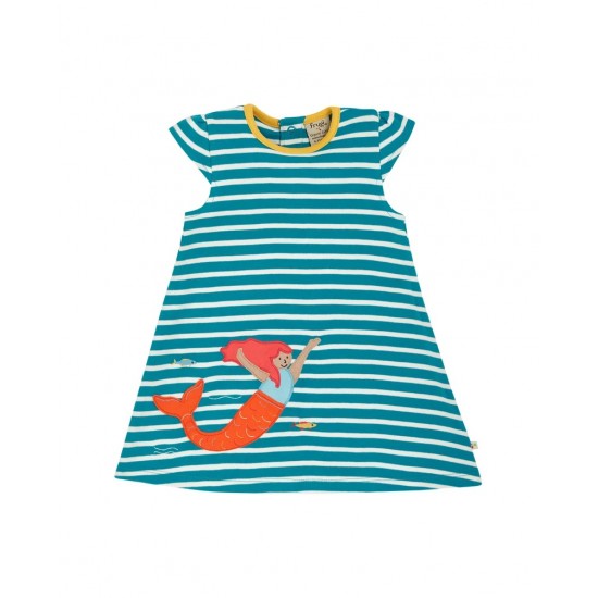 Dress - Frugi - Gianna - Camper Blue Breton Stripe and Mermaid