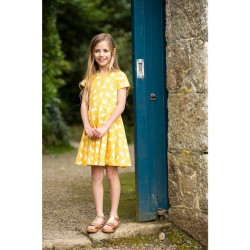 Dress - SKATER - Bunny - Short sleeves - FRUGI - BUNNY RABBITS - Yellow Hop Along Bunny rabbit 