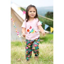 Top - BIRDS - Frugi - EASY ON - Pink Twin Flower and Stripe