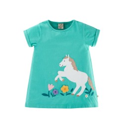 Top - Frugi - Lizzie - HORSE - Aqua Blue 