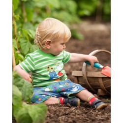 Shorts - Frugi - REVERSIBLE - National Trust -  Garden - Green stripe and garden  