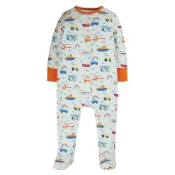 Babygrow - VEHICLES - Frugi - Vehicles - White Land Sea - last 0-3m